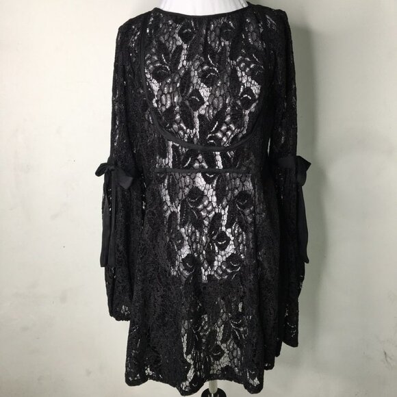 Free People Dresses & Skirts - New Free People Women's Black Boho Lace Long Sleeve Dress Size Small